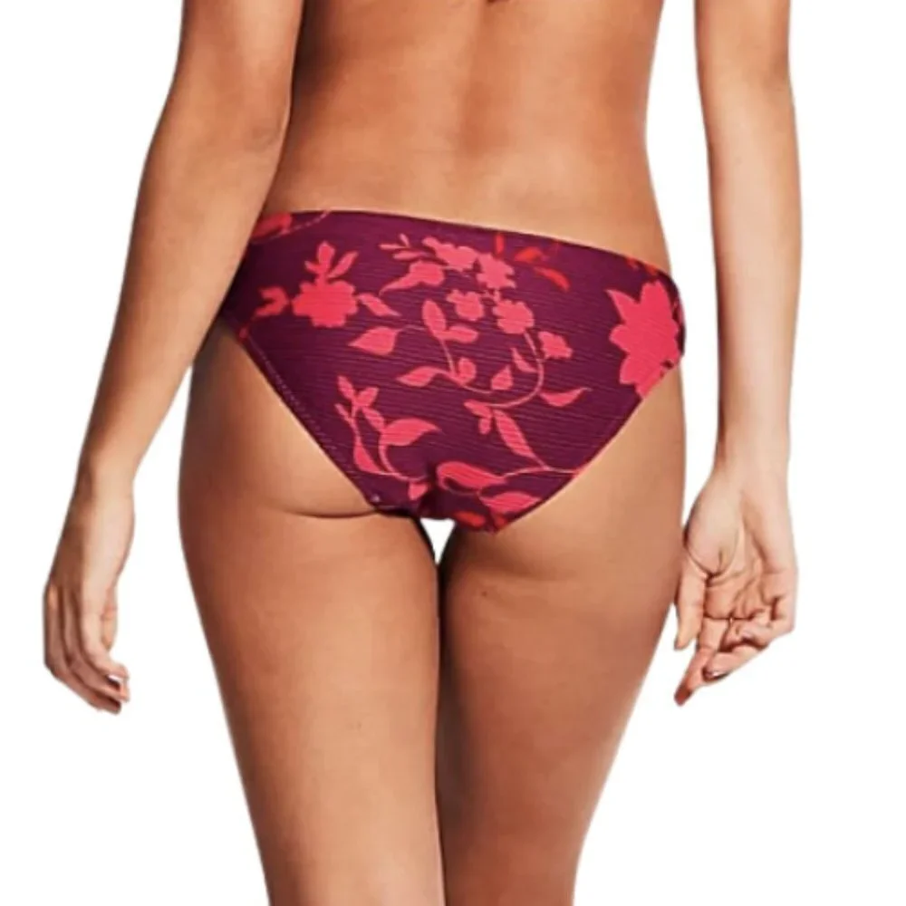 NWOT Seafolly Florence Ribbed Floral Hipster Bikini Bottom in Boysenberry Sz. 4